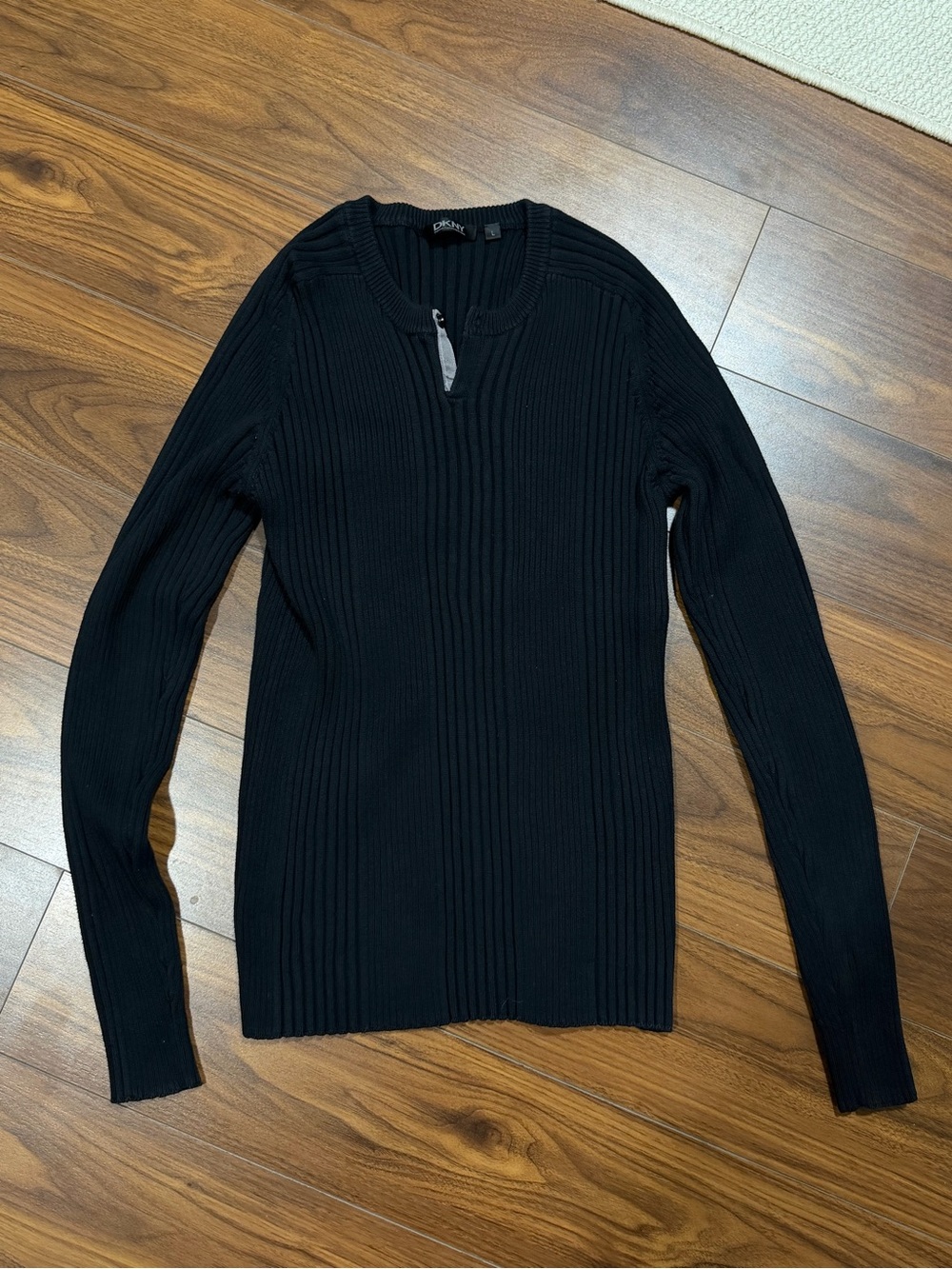 DKNY Black Ribbed Crewneck Men's Sweater